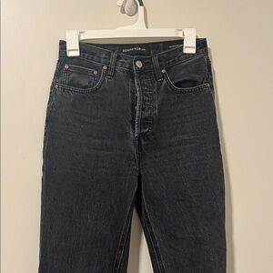 Denim Forum Black The Joni High Rise Loose 29L Button Fly Jeans